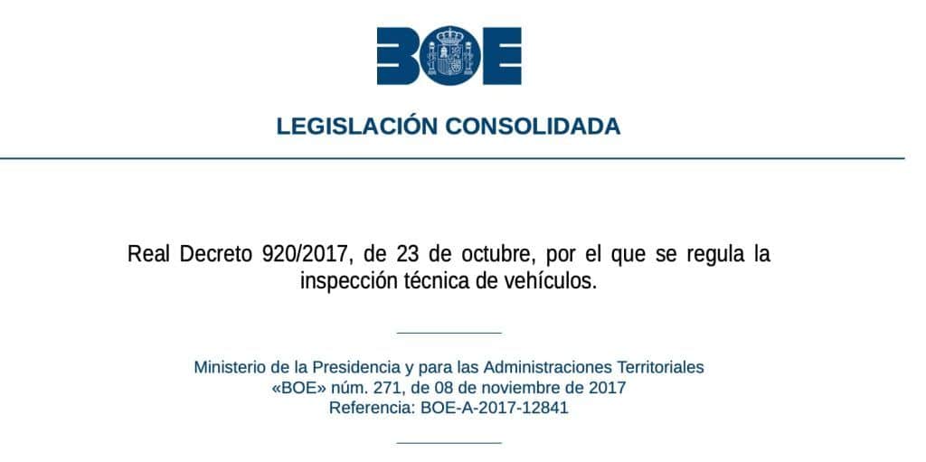 Boe con la normativa de las ITV
