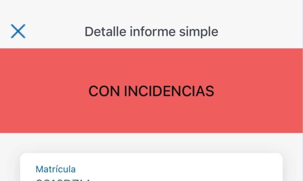 Vista con incidencias