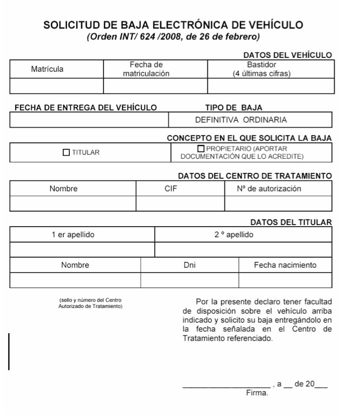 solicitud baja