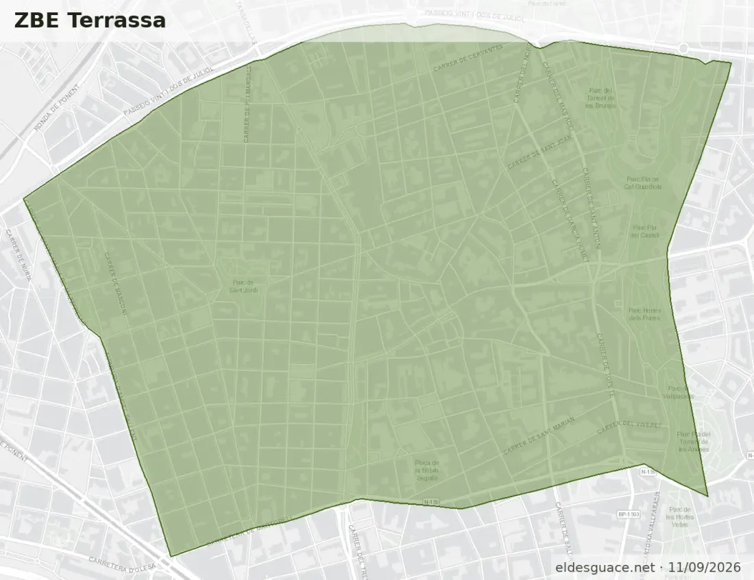Mapa de la Zona de Bajas Emisiones de Terrassa