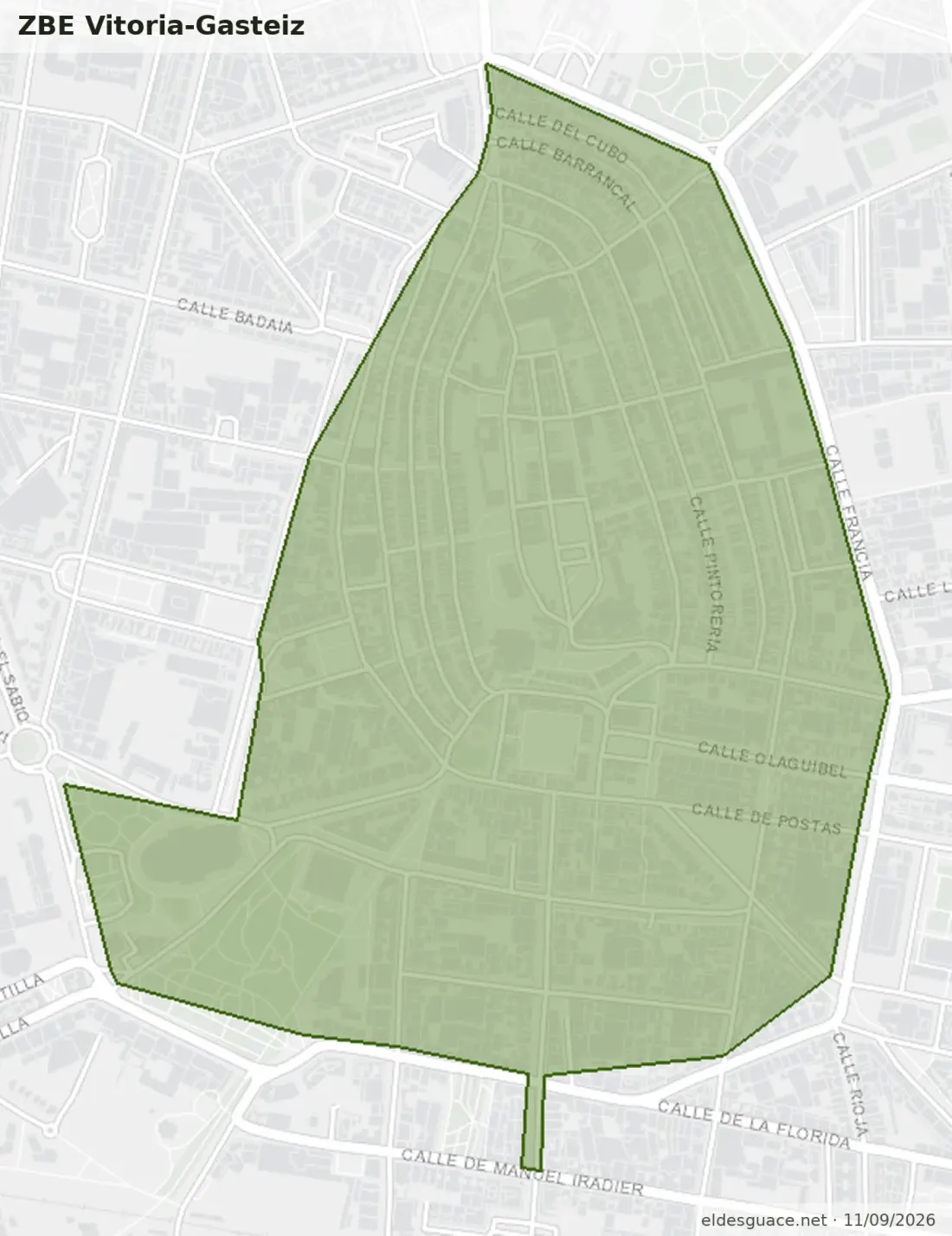 Mapa de la Zona de Bajas Emisiones de Vitoria-Gasteiz